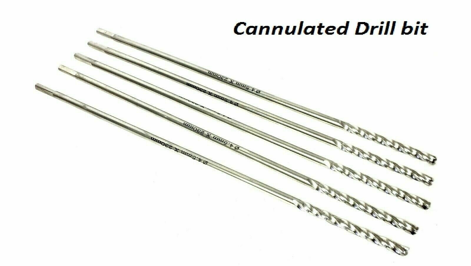 Cannulated Drill bit Pack of 5 pcs Length 9 inch Veterinary surgical instrument