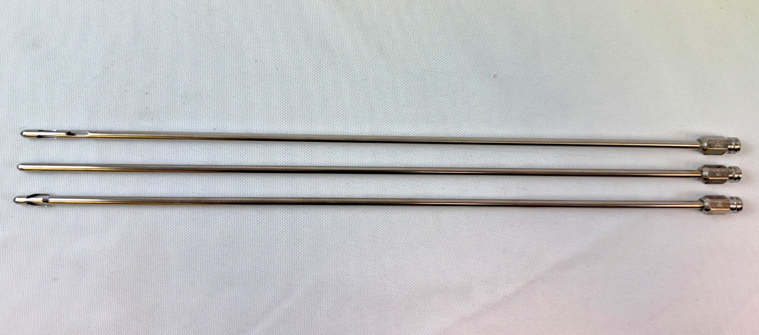 Set of 3 Luer Lock Liposuction Cannulas 4mm x 30cm 3 Hole 6 Hole Tiger Tip