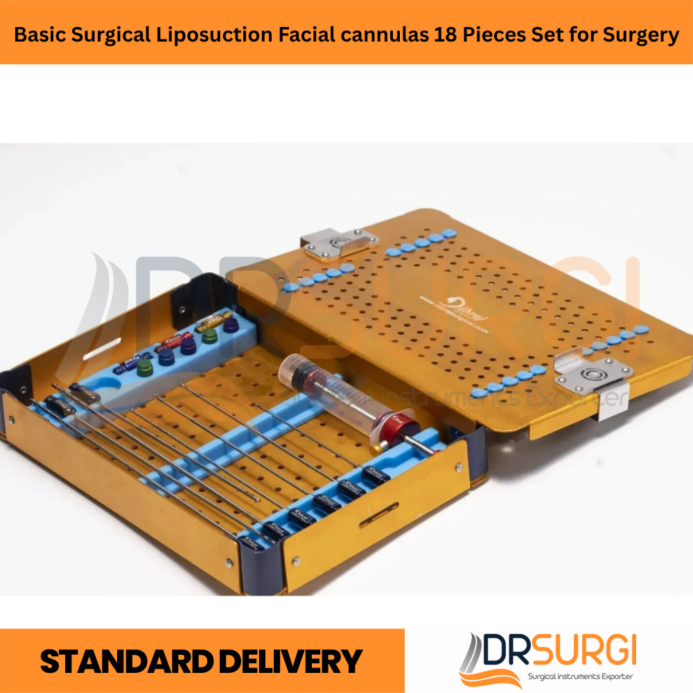 Basic Surgical Liposuction Facial cannulas 18 Pieces Set for Surgery