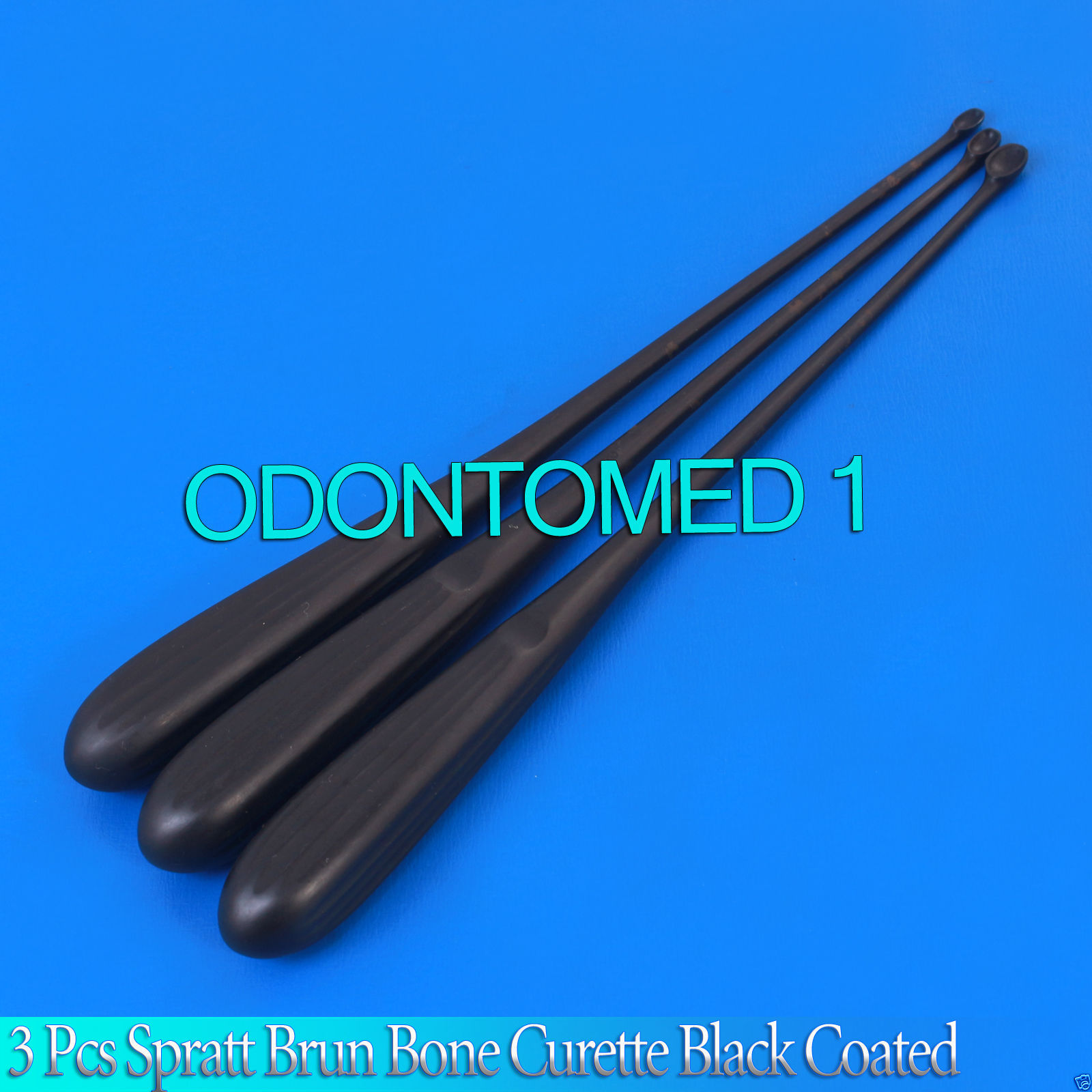 Set Of 3 Pcs Spratt Brun Bone Curette Size 1,2,5 Black Coated Surgical Instrumen