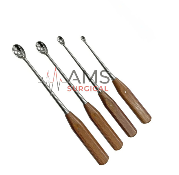 Bone Curettes Orthopedic Veterinary Instruments Set of 4 Stainless Steel