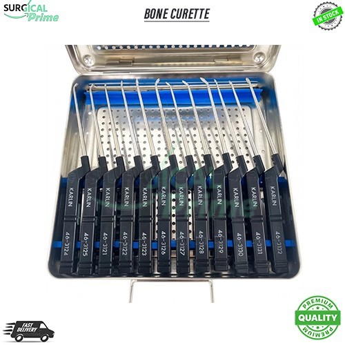 New 12 Pcs Set Codman, Microdiscectomy KARLIN Curette Instrument Set with Case