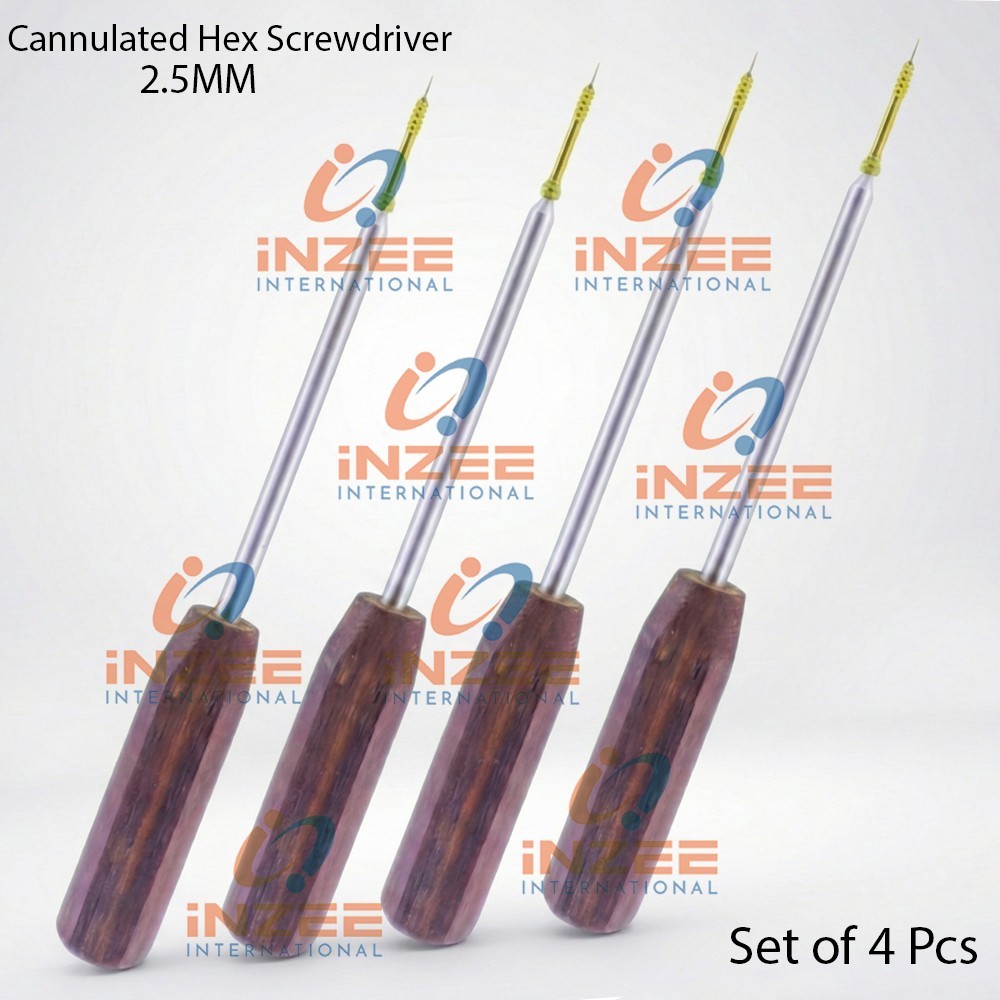 2.5mm Cannulated Hex Screwdriver Set of 4 Pcs Orthopedic Instrument By Inzee