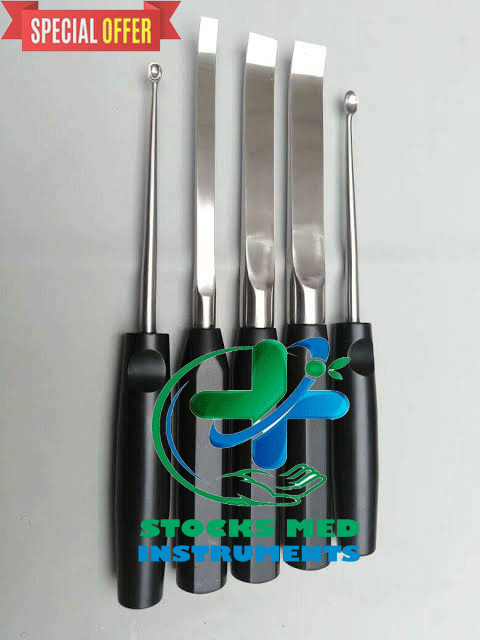 Periosteal Elevator Chisels Bone Curette Orthopedics Spine Instruments 5 PCS