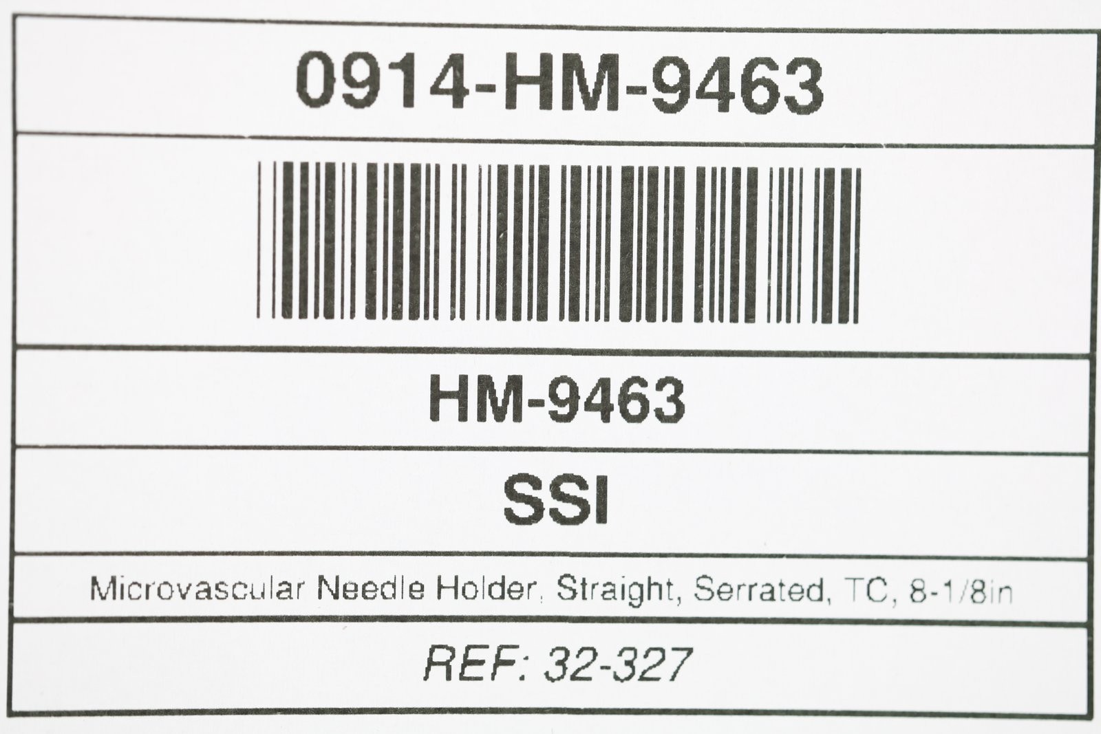SSI Ultra 32-327 Microvascular Needle Holder, Straight, Serrated, TC, 8-1/8in