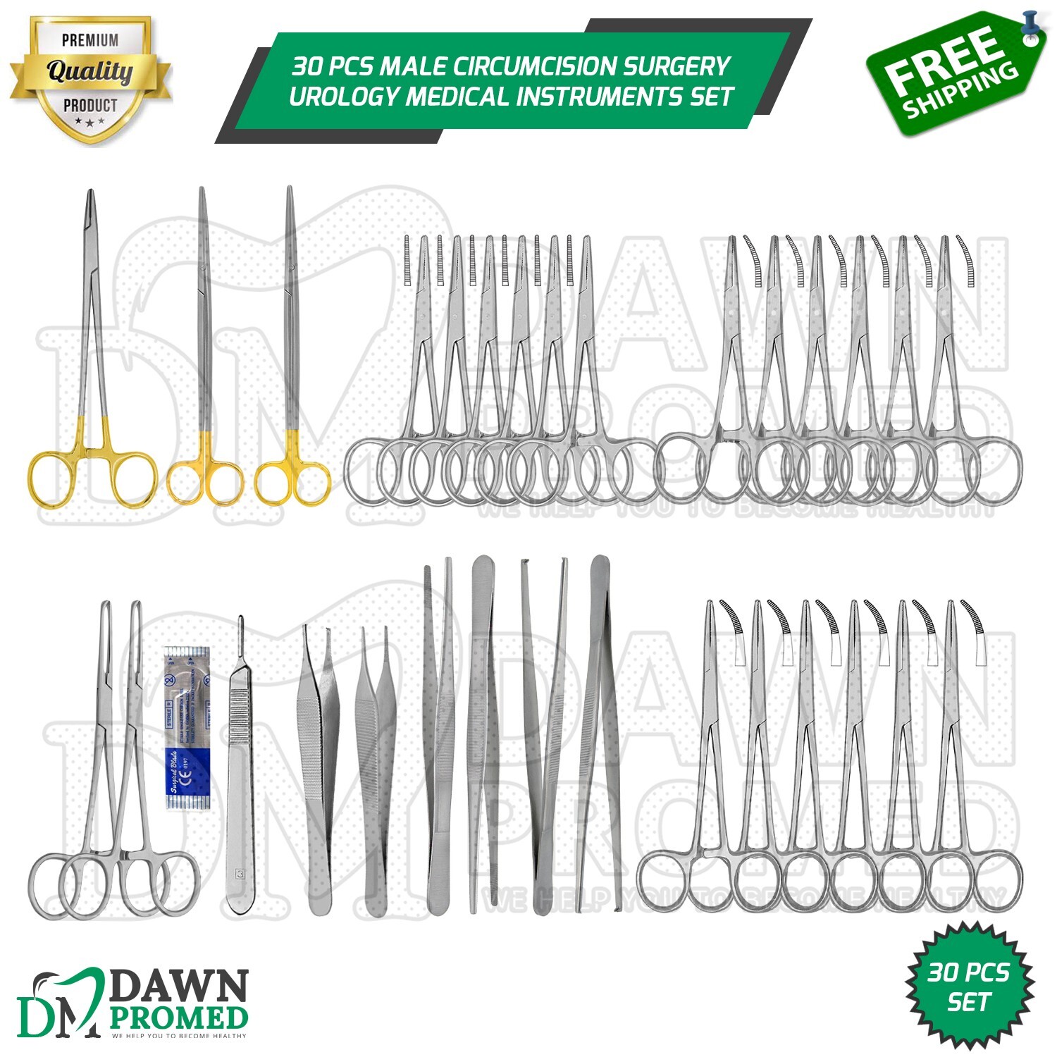 30 Pcs Male Circumcision Surgery Urology Medical Instruments Set German Grade