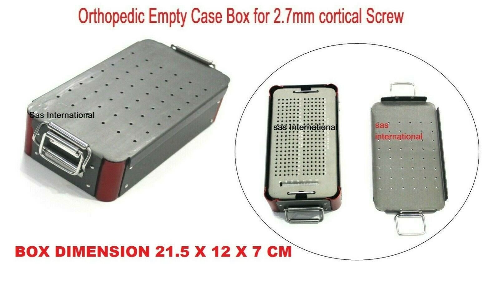 Empty Case Box For 2.7 mm Cortical Screw Orthopedic Surgical Instrument