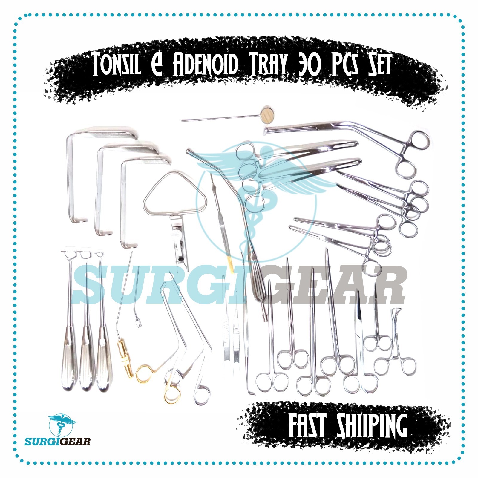 Tonsil & Adenoid Tray 30 PCs Set Surgical Instruments