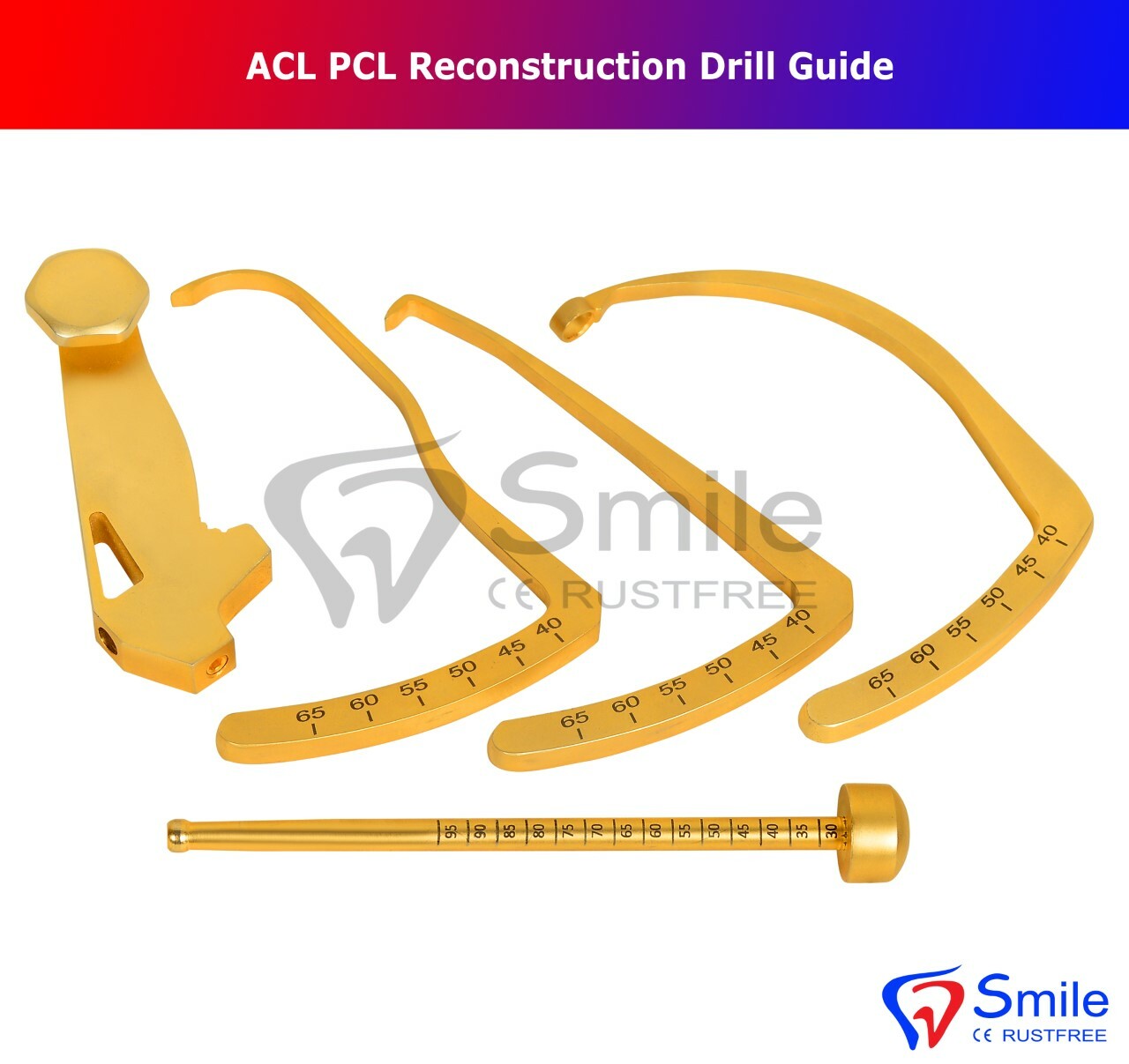 German Set Of 5 ACL -PCL Jig Reconstruction Drill Guide Target Device Band Knee