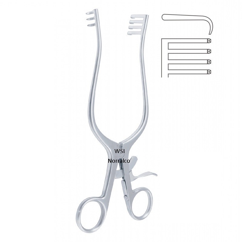 Weitlaner Retractor, Self-Retaining, 8″, Sharp 3 x 4 Teeth, Premium, Stainless