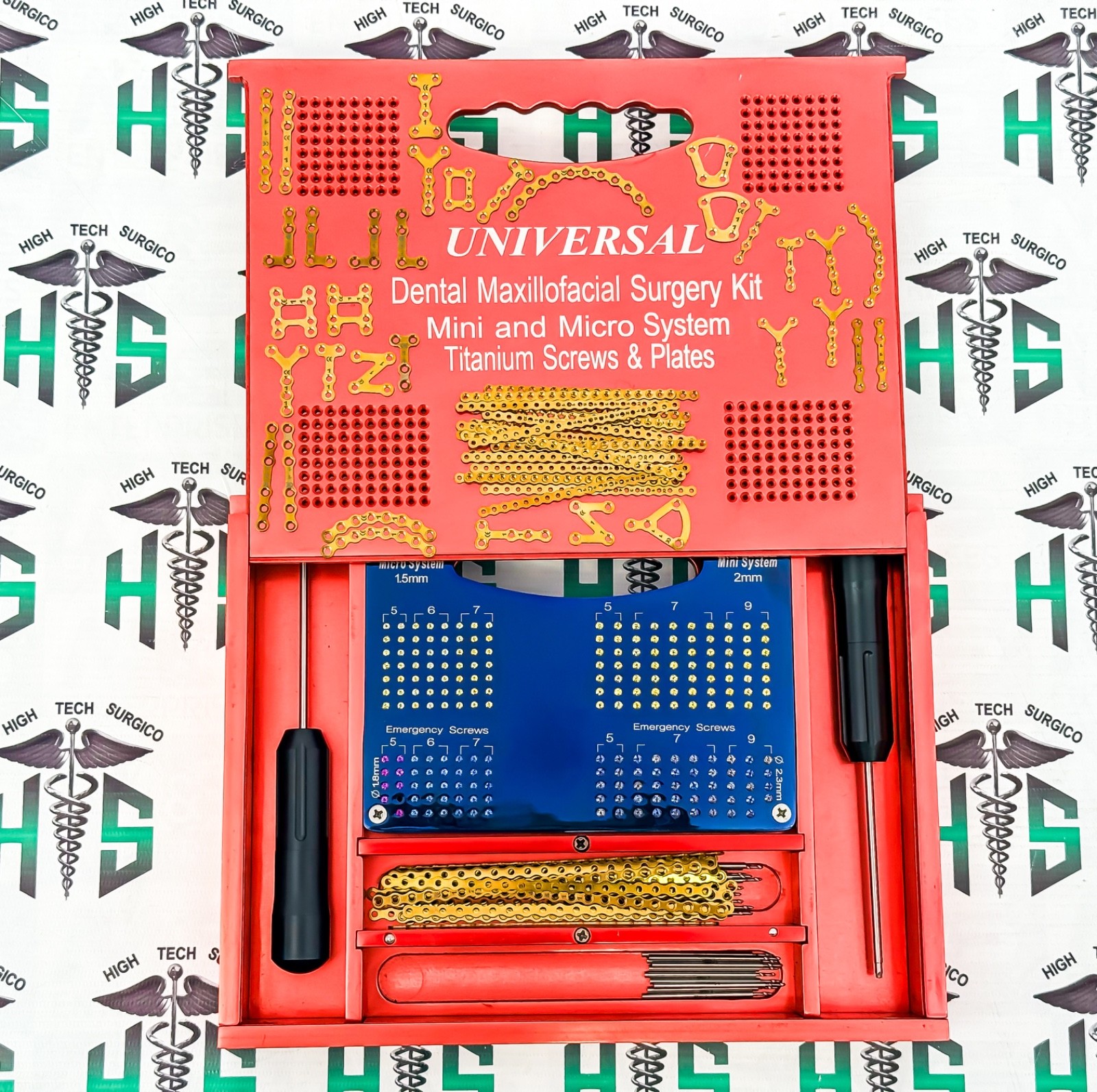 Orál Dental Máxillofáciál Surgery Kit 1.5/2.0 Mini Micro Titanium (313 pcs set)