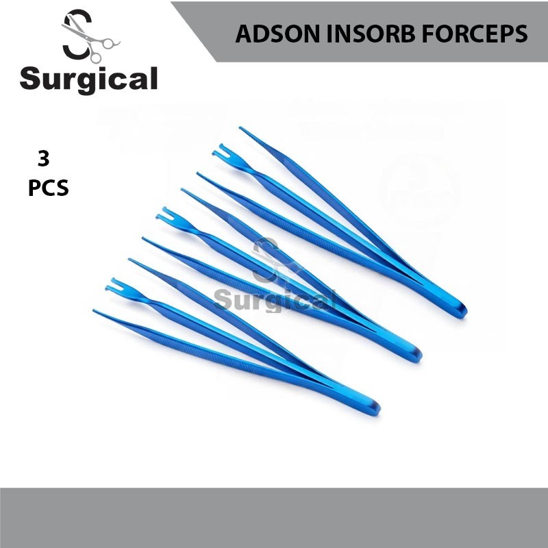 Adson Insorb Forceps Set 3 Pcs 12.5cm Titanium | Surgical Instrument