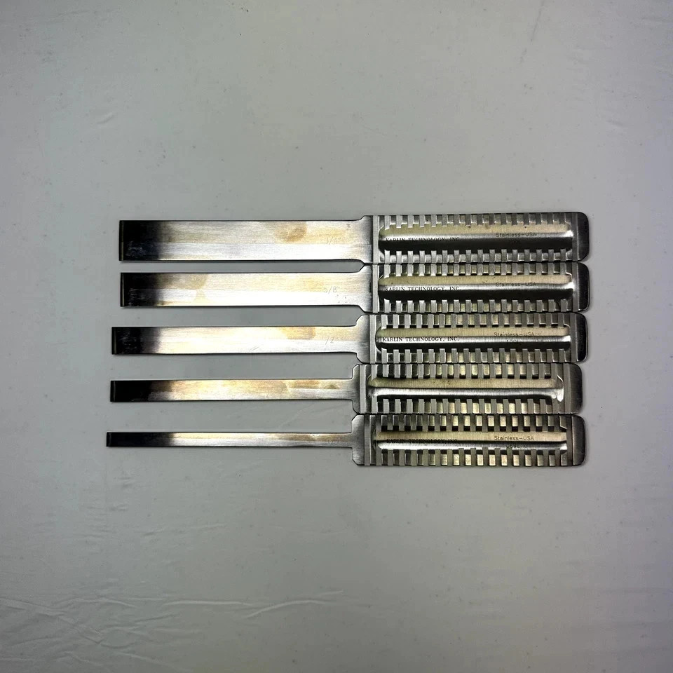 Codman Karlin 46-3070 Straight Stiletto Chisels Set of 5 w/ Case Orthopedic
