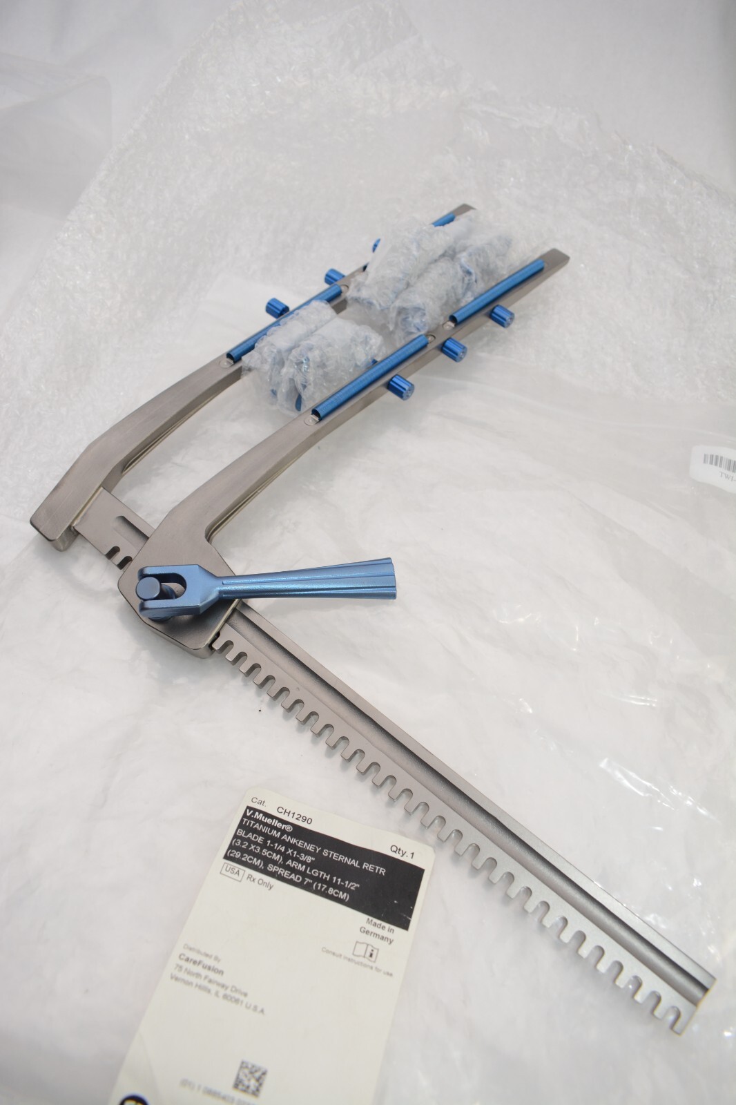 NEW V. Mueller Titanium ANKENEY Sternal Retractor CH1290 11-1/2″ Arm 7″ Spread