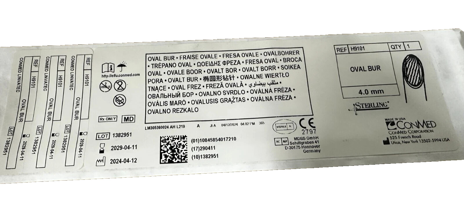 CONMED OVAL BUR REF: H9101 4.0 mm – Price for one Single 1 item!
