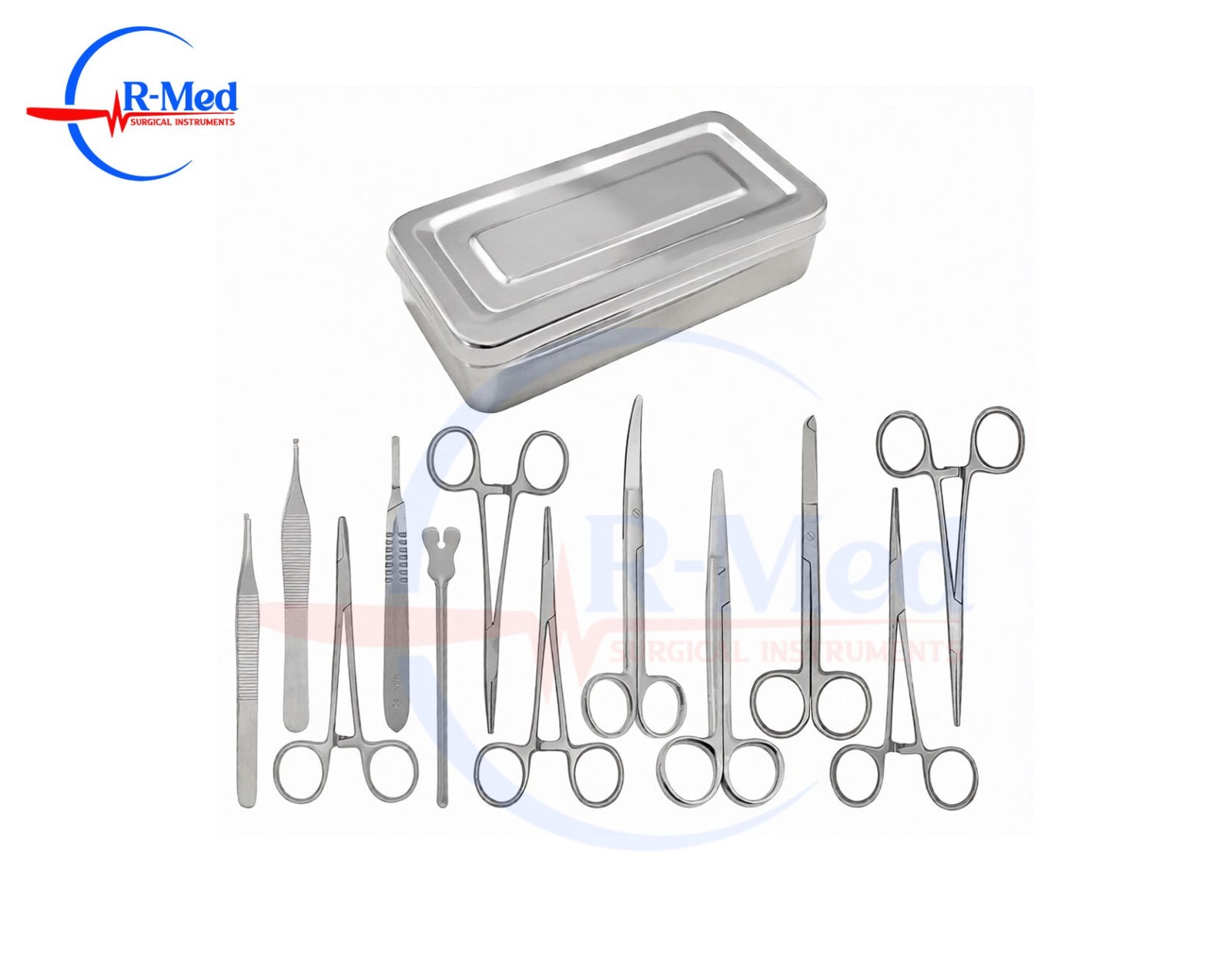13 Pieces Basic Minor Surgery Kit Steel Box Surgical Instruments