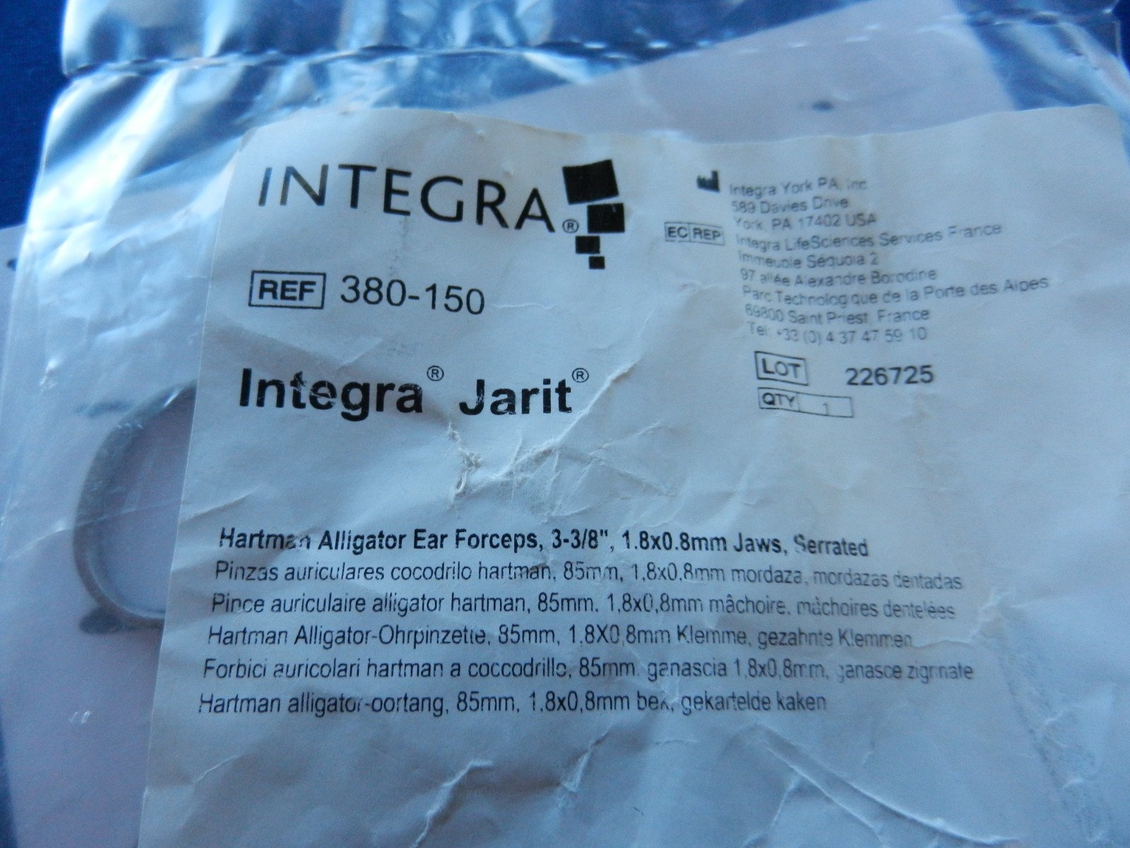***NEW*** Jarit 380-150 Hartman ENT 1.8×0.8mm ENT Alligator Forceps