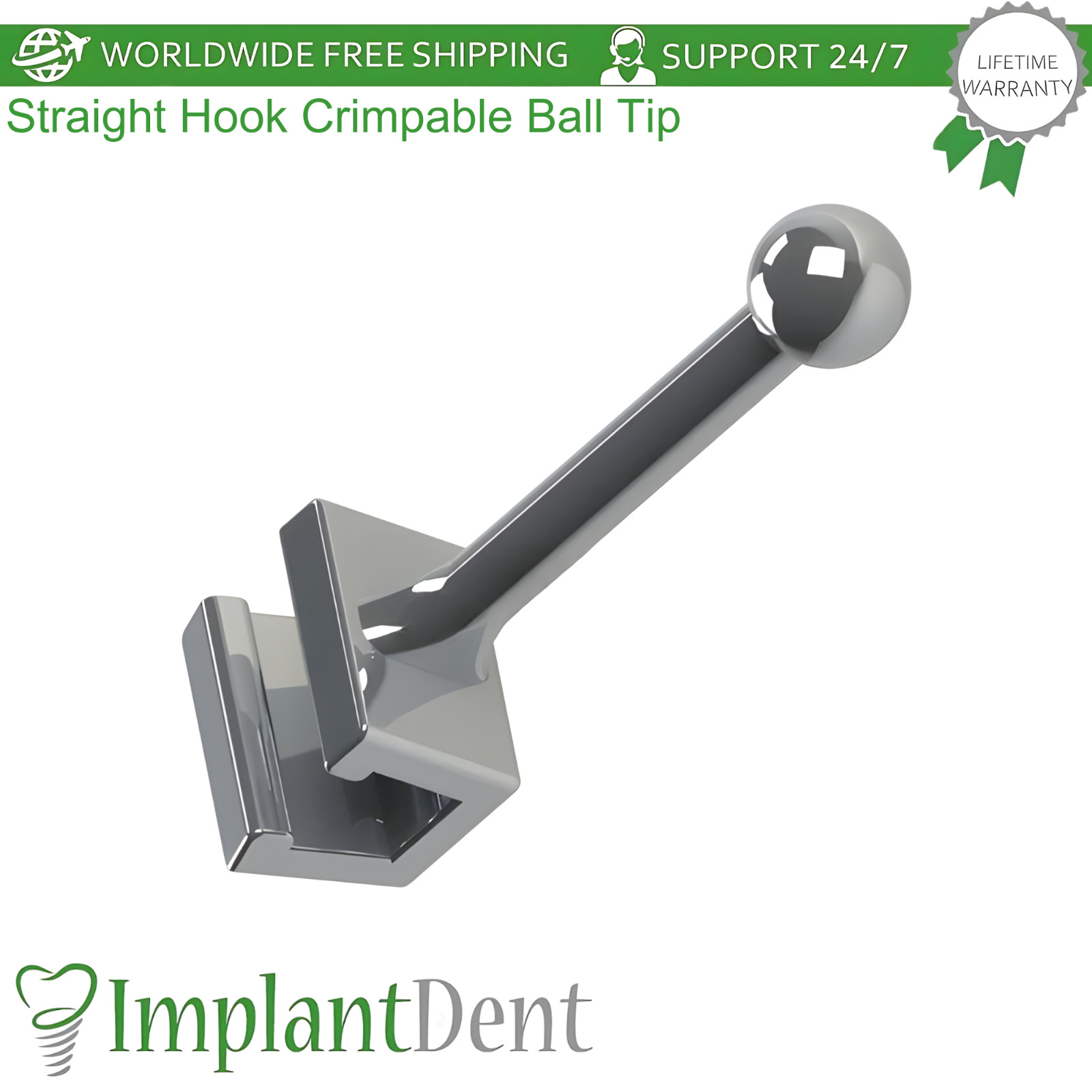 Dental Straight Hook Crimpable Ball Tip Holds Elastic Chains And Springs 10pcs