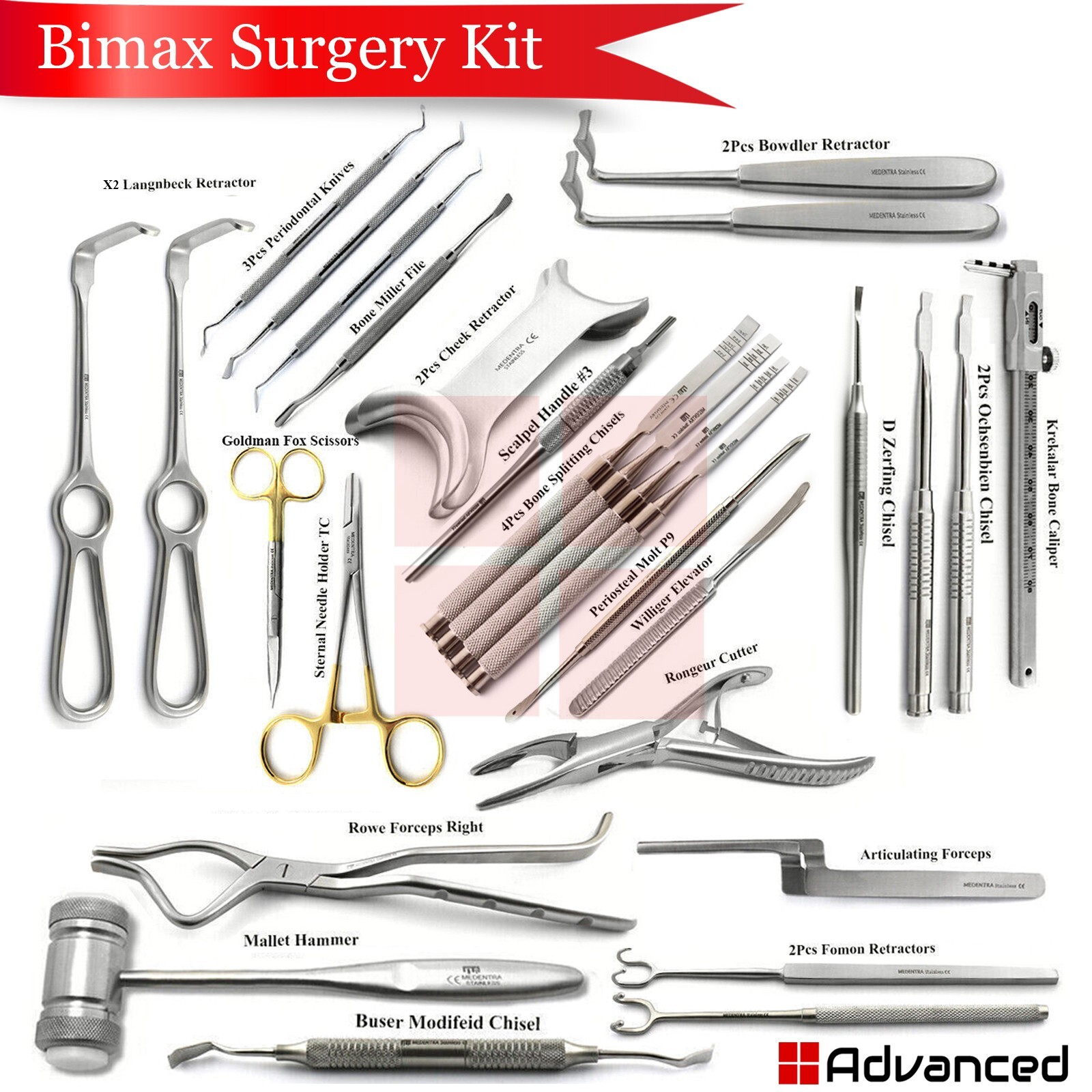 Bimax Surgery Kit Anterior Maxillary Osteotomy Lefort Face maxillofacial Set