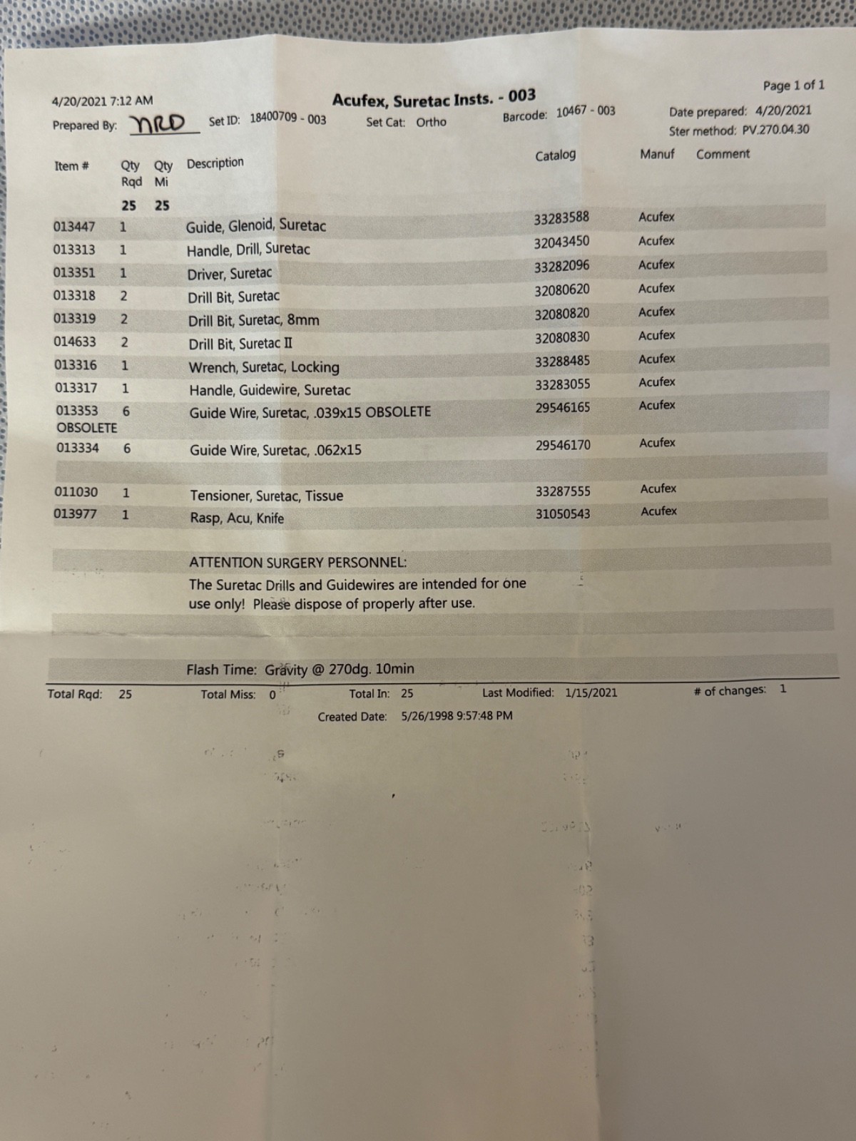 Smith & Nephew Acufex Suretac Instrumentation Set