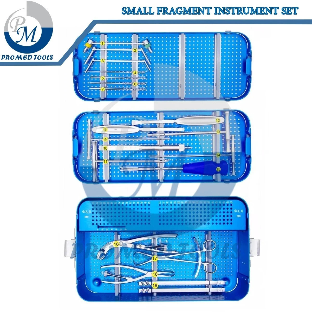 Small Fragment 3.5mm 4.0mm Complete Instrument Set of Orthopedic Instruments