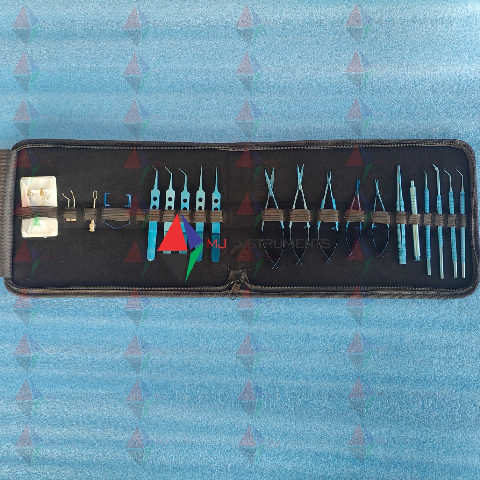 Ophthalmic Cataract Surgery Phaco Set Blue TITANIUM Nitrite 21 Pcs With Pouch A+