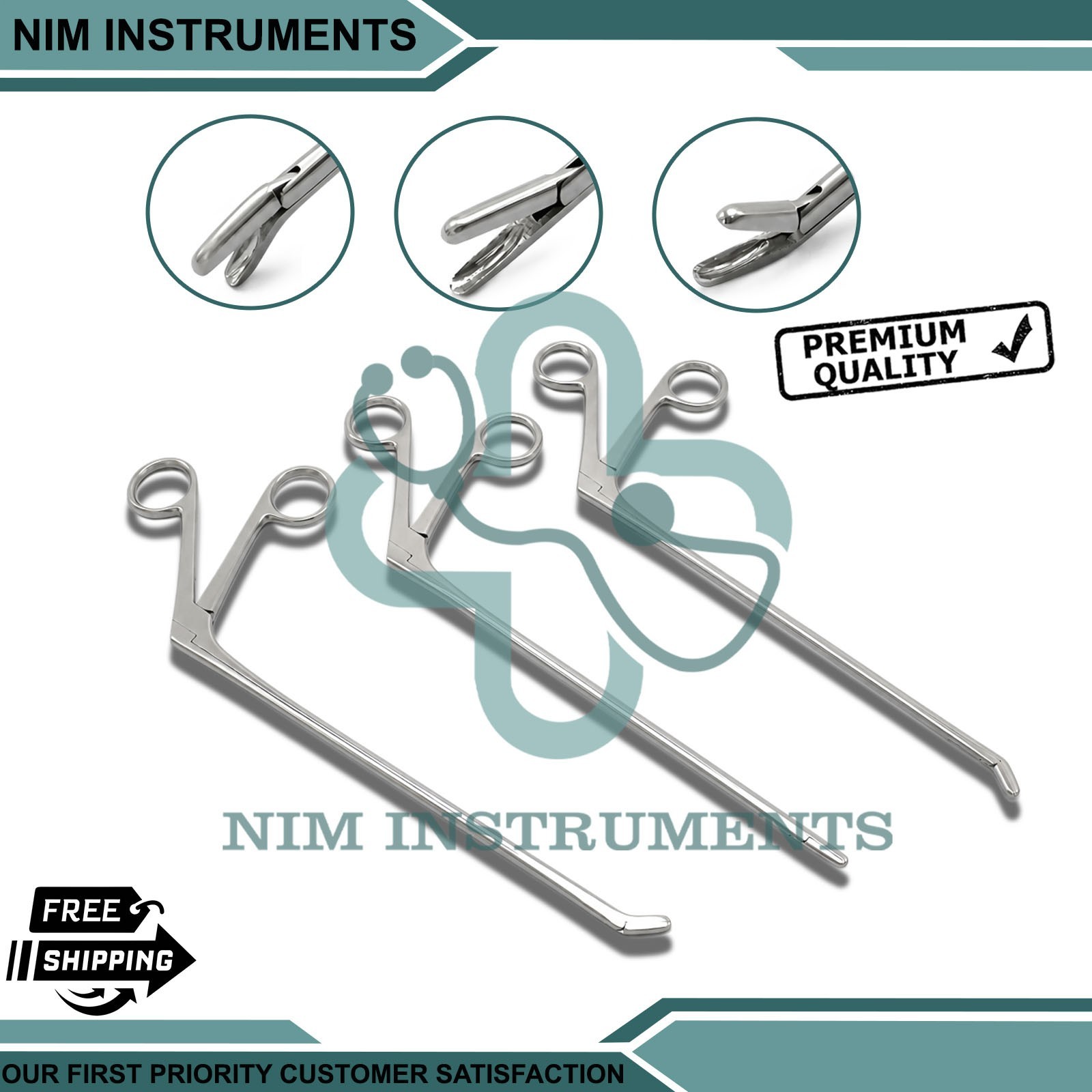 Laminectomy Cushing Pituitary Rongeur 4mm X 10mm Cup Jaws Set Straight Up Down