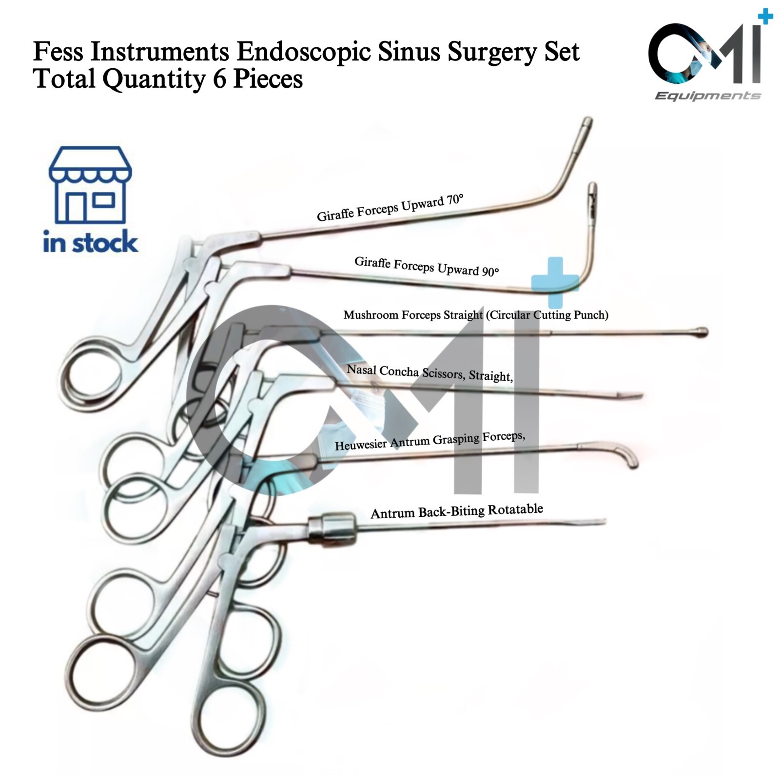 Fess Instruments Set, Endoscopic Sinus Surgery 6 Pcs ENT Instrument Set A+ TOP