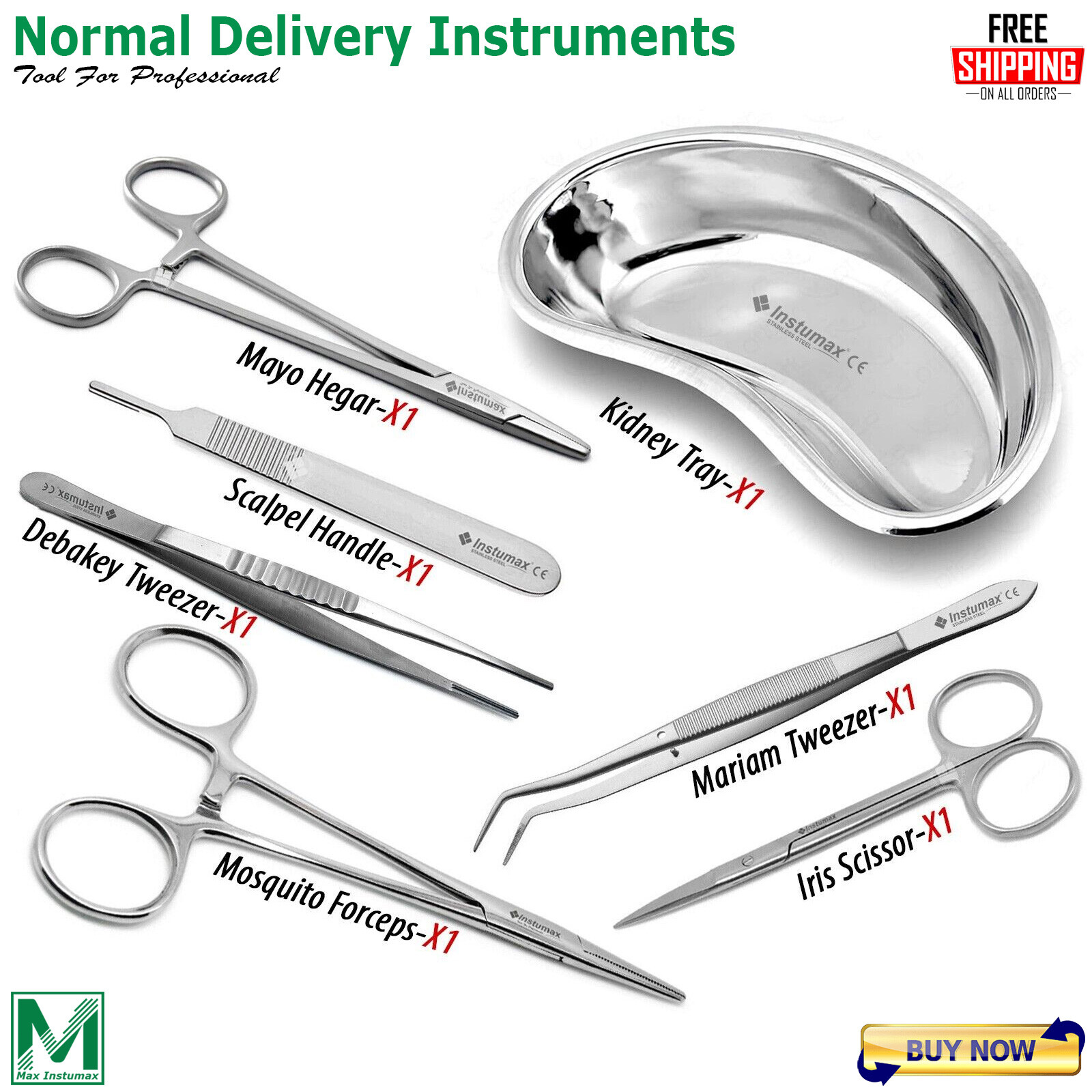 Normal Delivery Tray Set Gynaecology Scissors Scalpel Surgical Instruments Kit