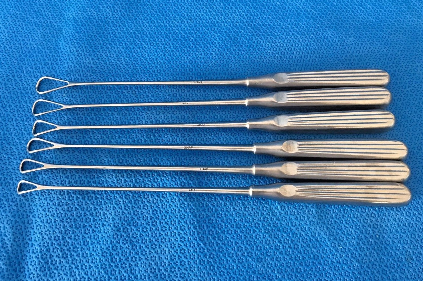 Lot of 6, V. Mueller GL-1610-001/006 Thomas Blunt Uterine Curettes Sz 1-6, OBGYN