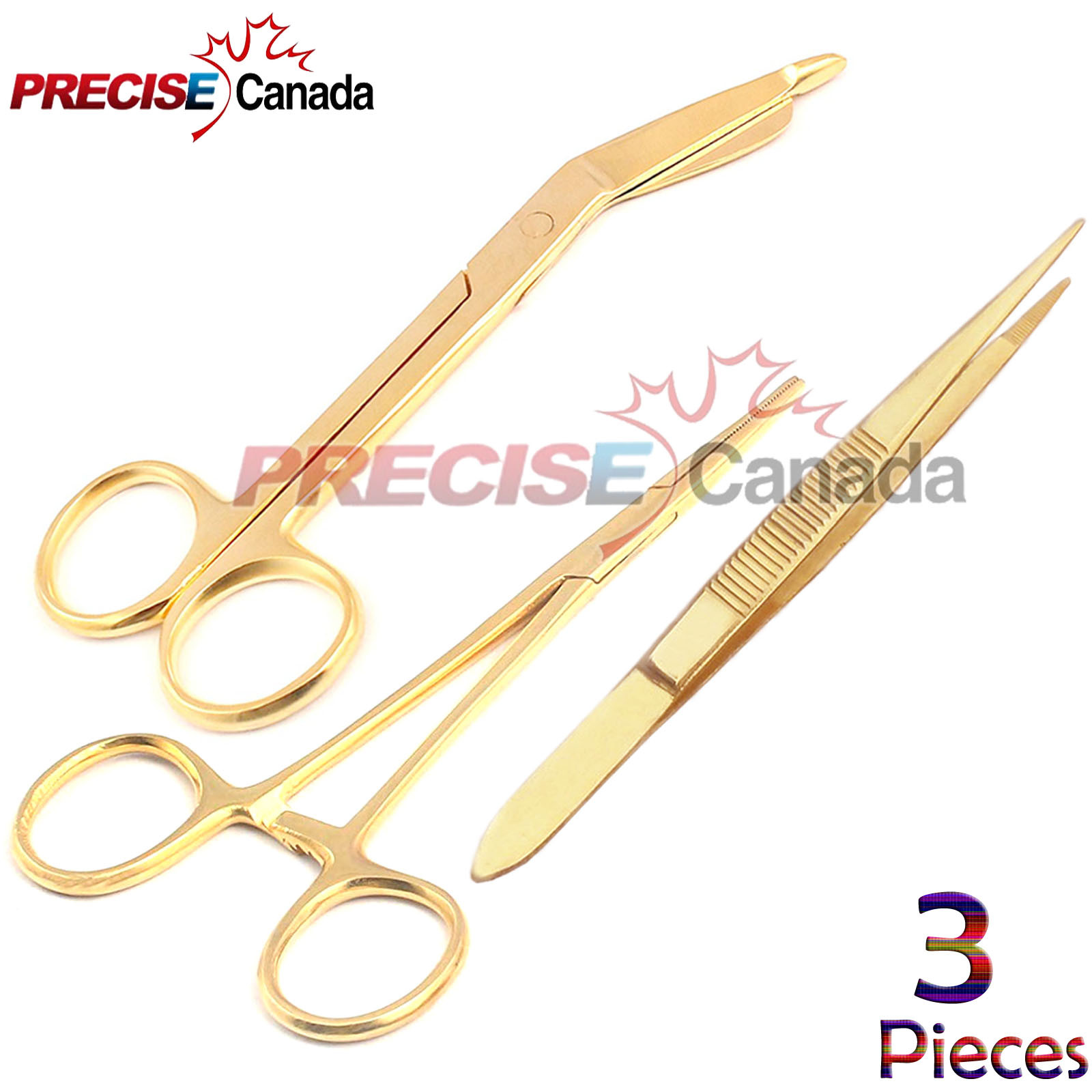 All Gold Stainless Steel Medical EMT EMS Scissor Shears Forceps Kelly Splinter