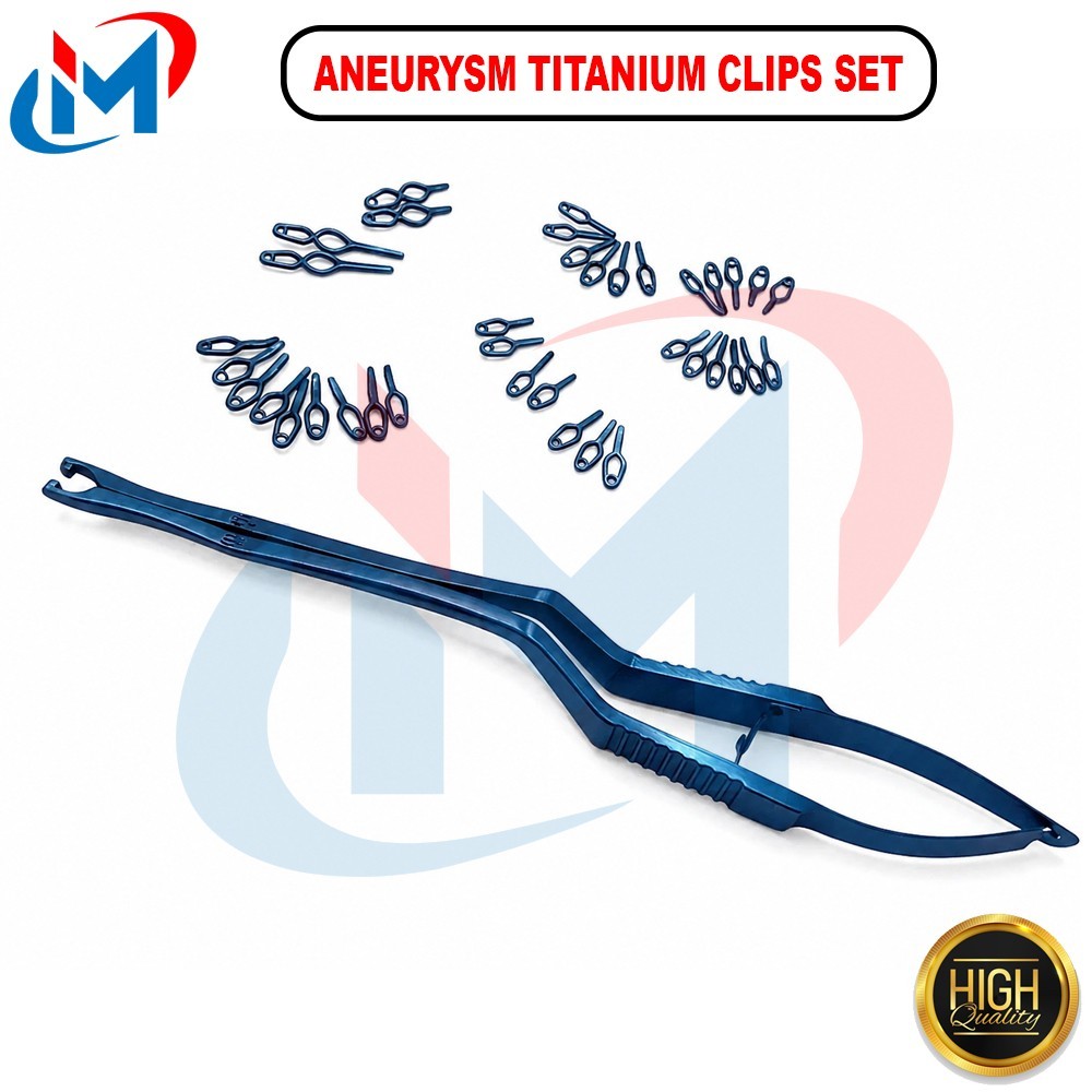 Aneurysm Titanium Clips Set | 40 Clips + Rotating Clip Applicator Instrument