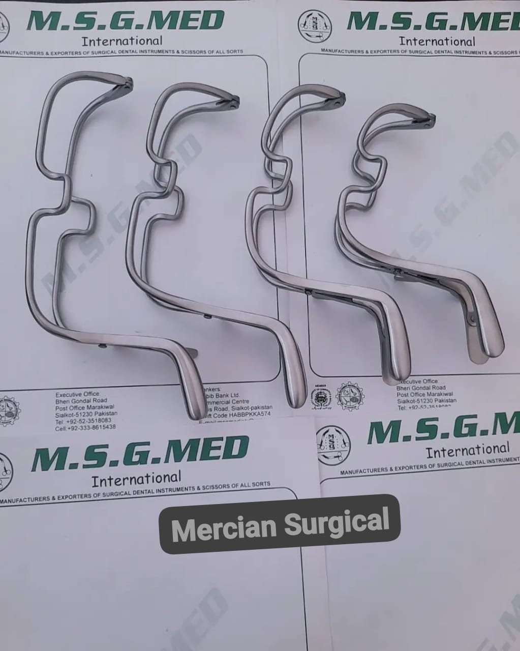 4PCS Adenoidectomy Mouth Divaricator Set Surgical ENT Instrument Stainless Steel