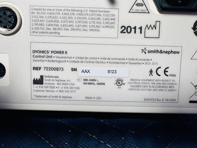 Smith & Nephew Dyonics Power II Console 72200873 w/ Footswitch/ Handpiece (C226)