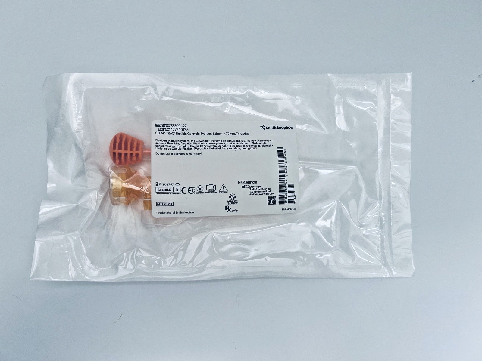 Smith & Nephew CLEAR-TRAC Flexible Cannula System 6.5mm x 72mm 72200427 NEW