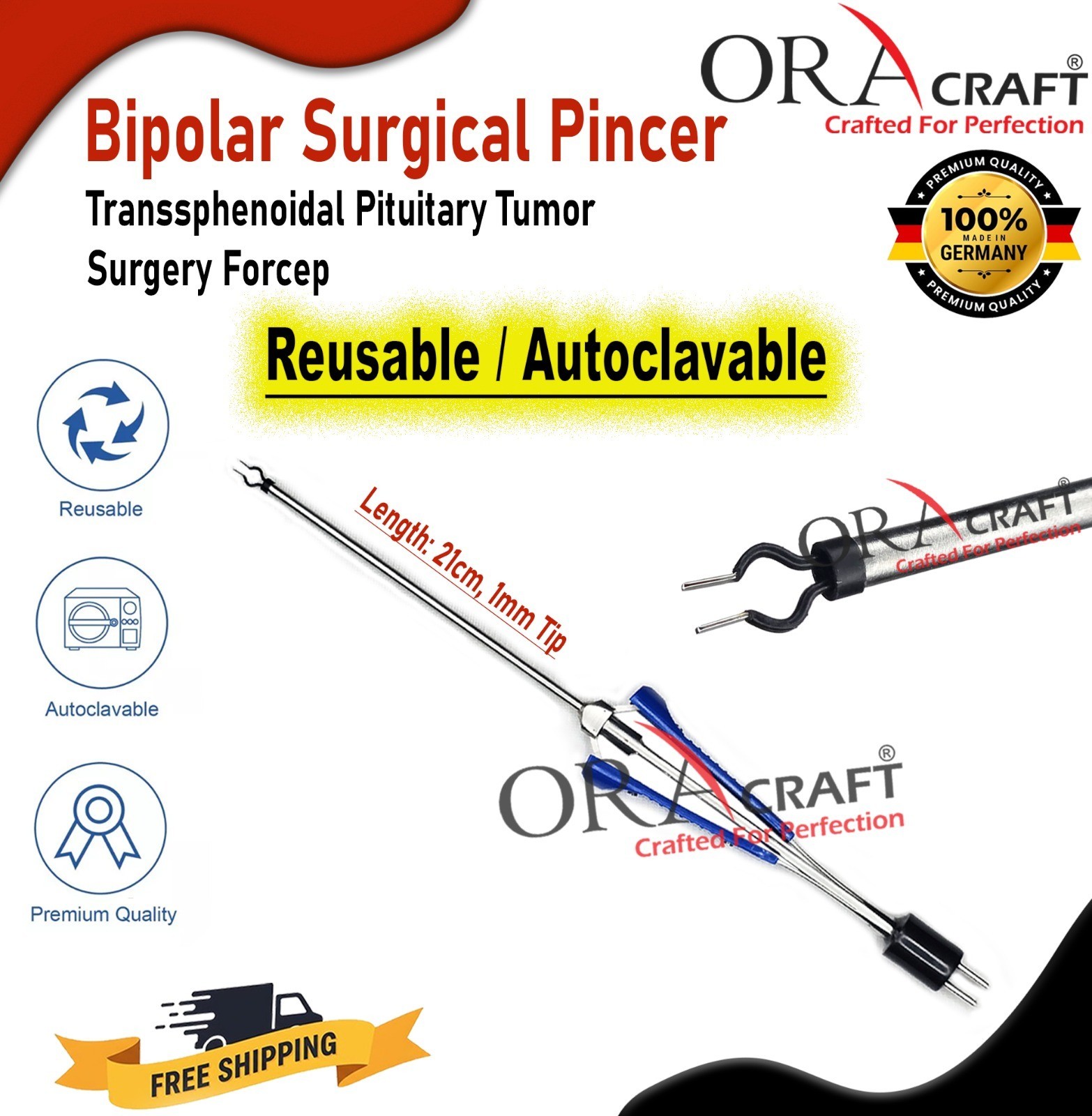 Bipolar Surgical Pincer ,Transsphenoidal Pituitary Tumor Surgery Forcep CE