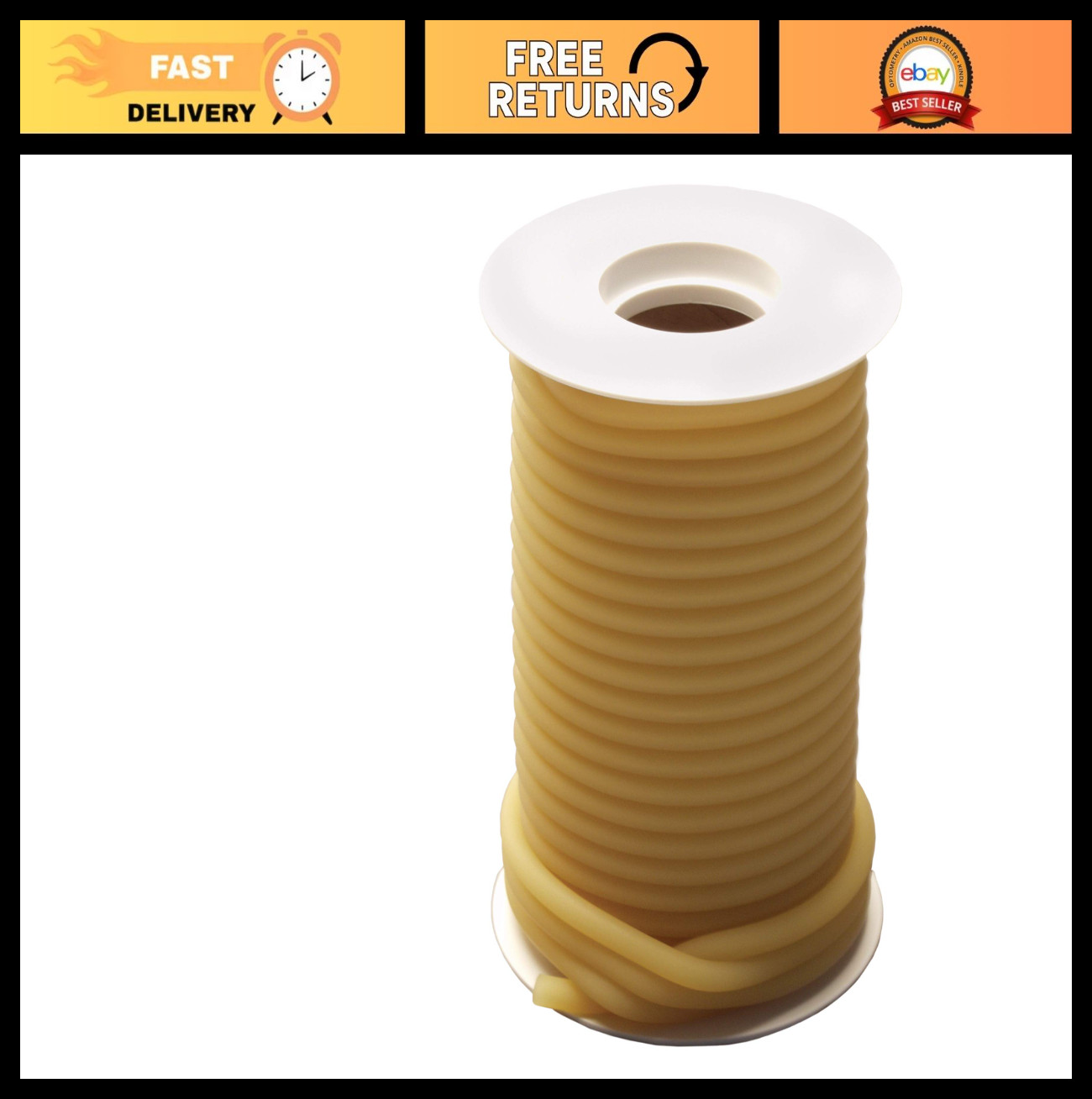 Latex Surgical Tubing 1/4″ ID x 3/8″ OD, 50′ Natural Rubber Roll for Medical Use