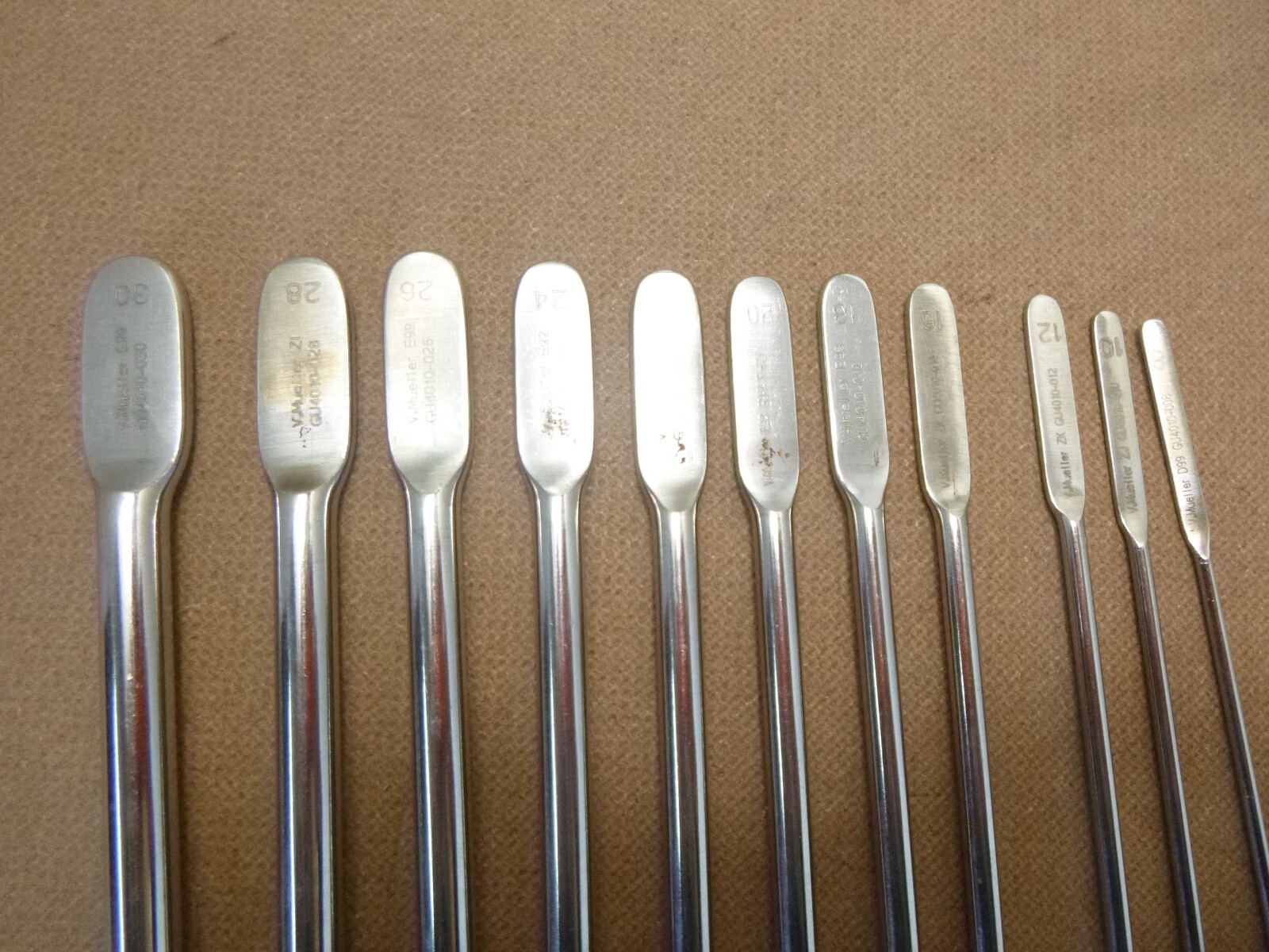 V. Mueller GU4010 # 008-030 Uterine Dilator Urethral Sound 11 pcs 8-30 except 14
