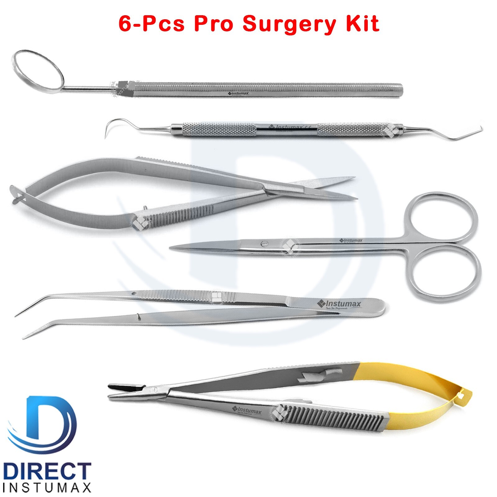 Dental Micro Surgery Instruments Kit Castroviejo Needle Holder Surgical Scissors