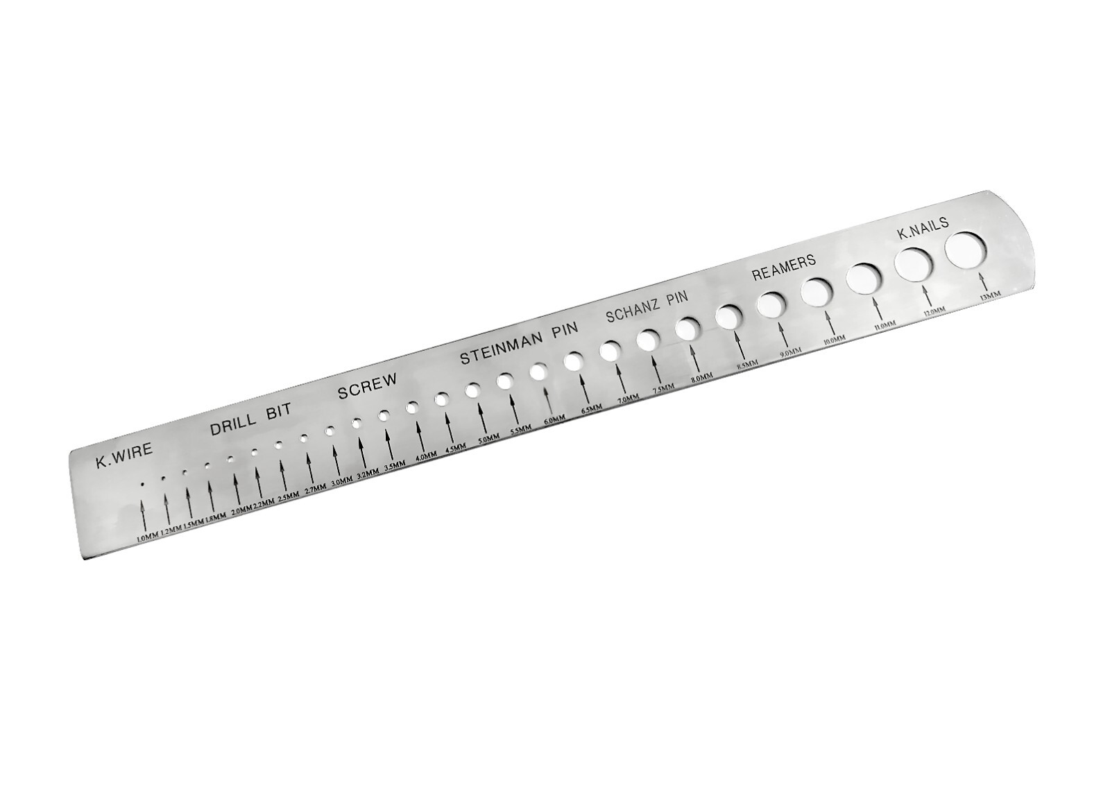 Measuring Gauge Scale for K-Wire, Drill Bit, Screw, Steinman Pin Orthopedic SS