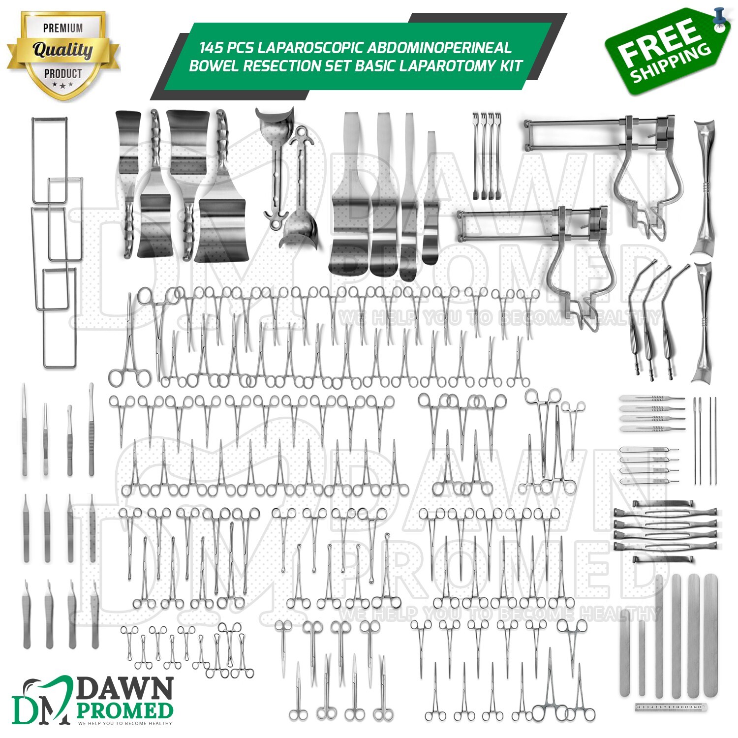 145 Pcs Laparoscopic Abdominoperineal Bowel Resection Set Basic Laparotomy Kit