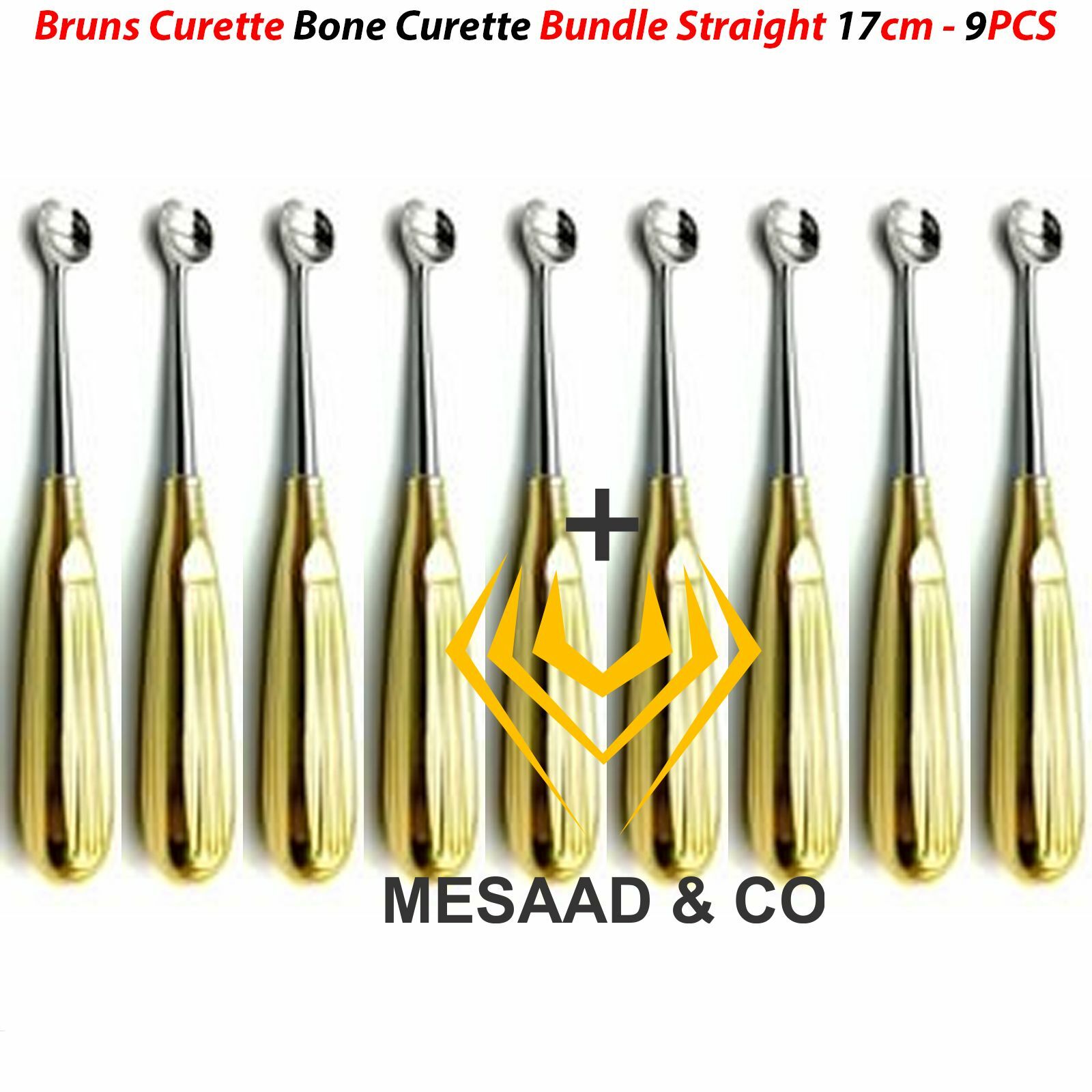 Bruns Curette, Bone Curette, Bundle Straight 17cm – 9PCS Orthopedics Instruments