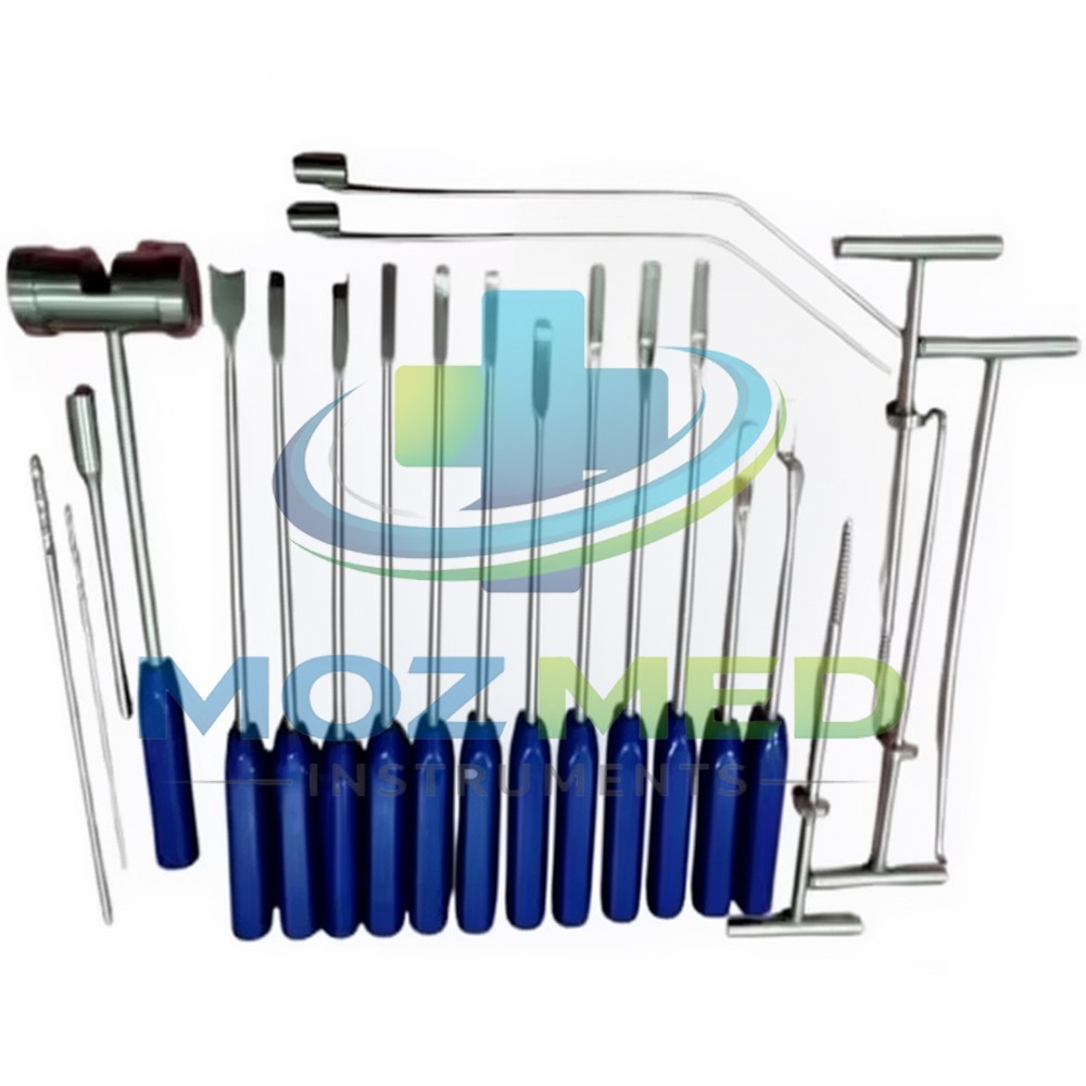 Mueller-Type Cement Removal Instruments Titanium Blue Set of 22 Pcs Orthopedic