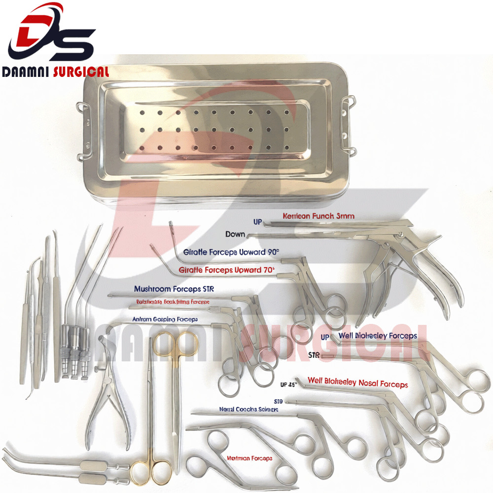 FESS Instruments Set Endoscopic Sinus Surgery ENT With Sterilization Box A+