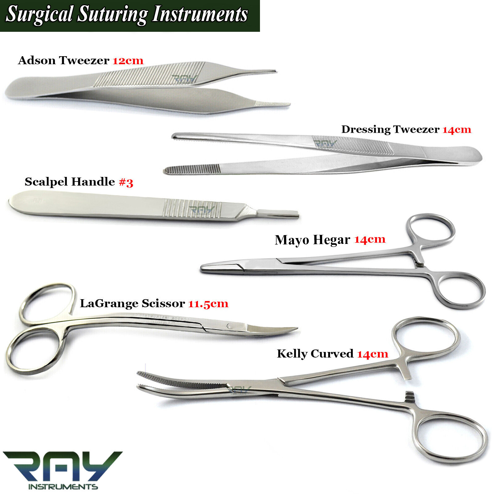 Veterinary Surgical Suturing Instruments Hemostat Forceps Tissue Thumb Tweezer