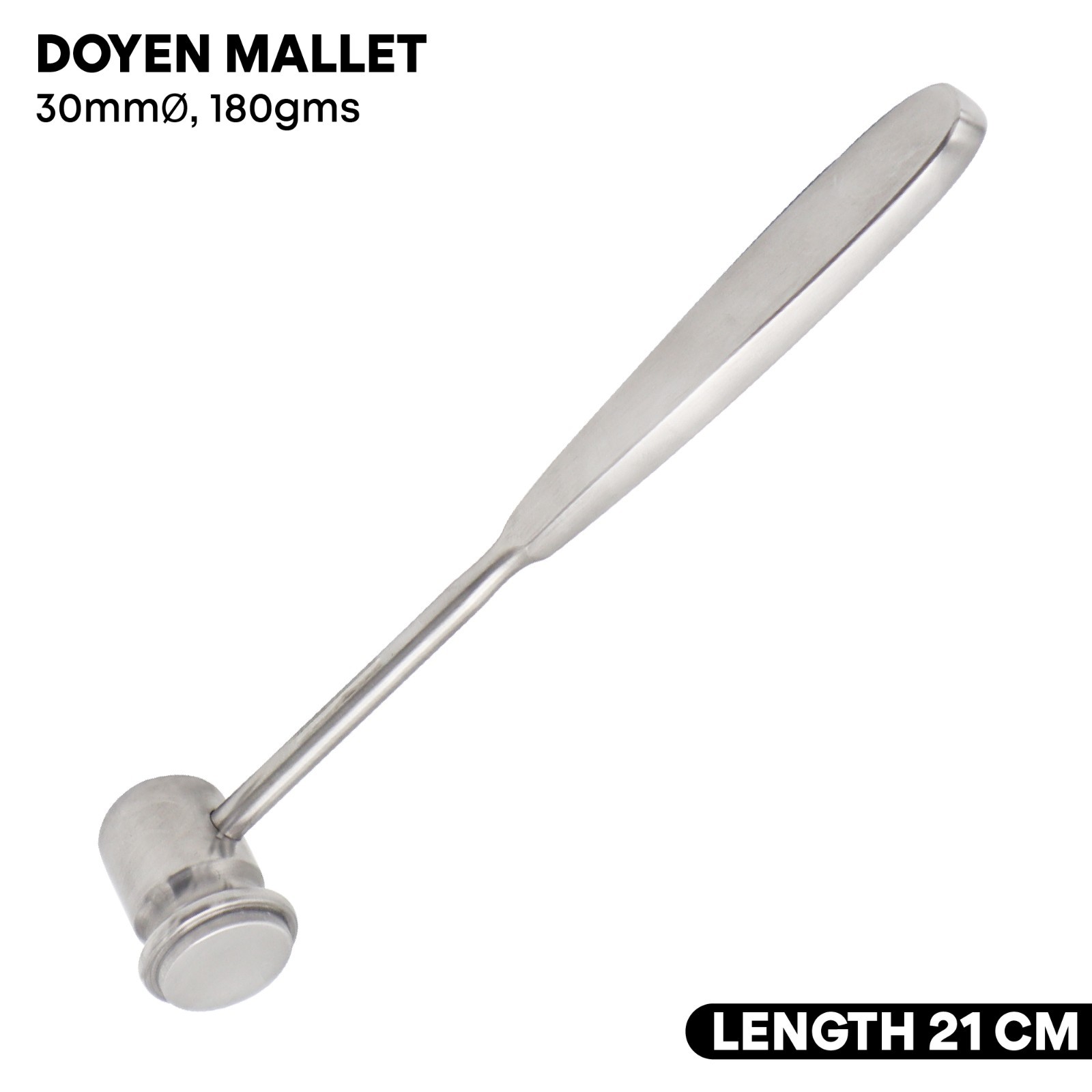 Doyen Mallet 30mm Ø 180g Stainless Steel Surgical Mallet German Grade