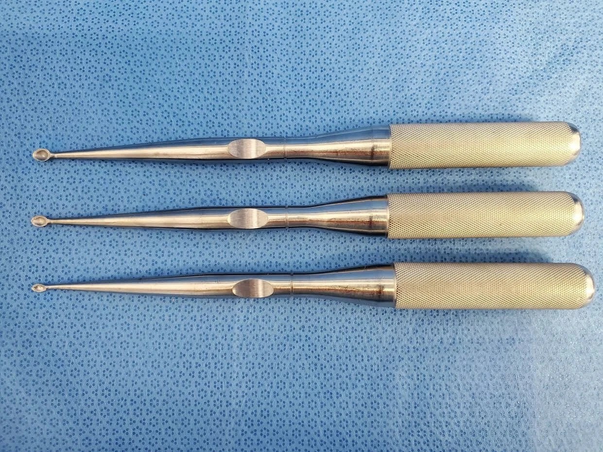Set of 3 V. Mueller OS995-003 – 005 Surgical Orthopedic Bone Curettes