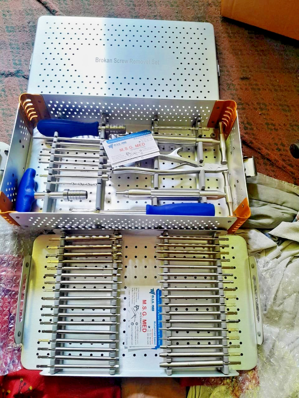 Broken Screw Removal Set 50PCS Orthopedic Instrument Kit Sterilization Case Tray