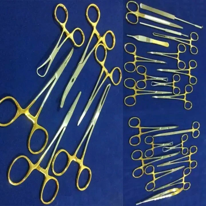SET OF 21 PCS GOLD HANDLE T/C FELINE SPAY PACK SURGICAL INSTRUMENTS KIT