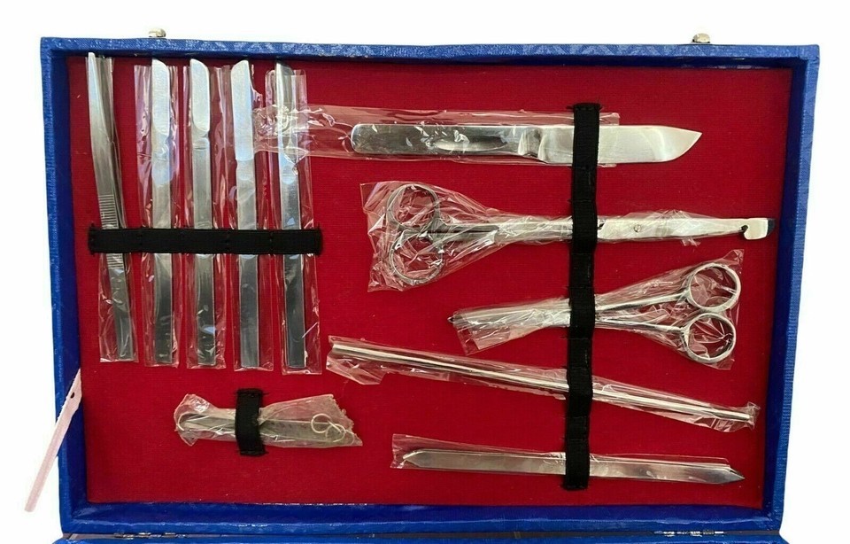 New Dissection Kit Post Mortem Instrument Set Autopsy Anatomy 19Pieces In Wooden